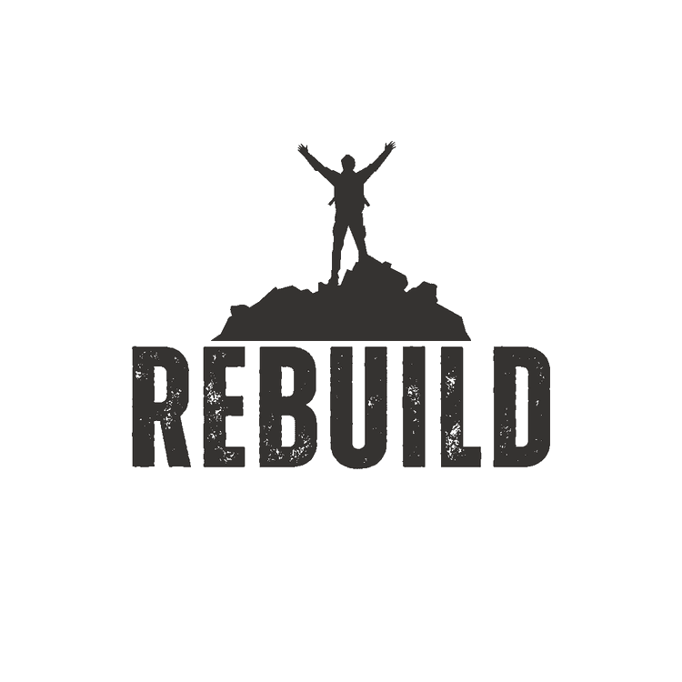 Rebuild Men's Group mark: mountain figure and the word REBUILD