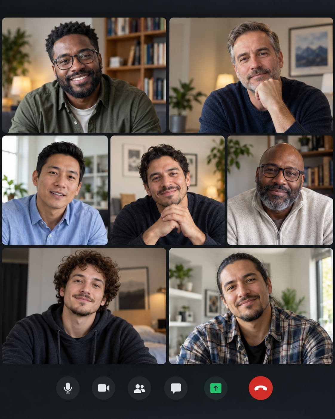 Illustration of men meeting on a Zoom group call